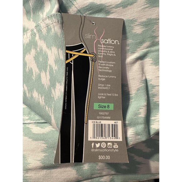 NEW SLIMSATION Golf Walking Shorts Size 8 Ice Blue White Slimming Pull-On - Picture 4 of 4